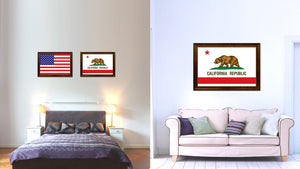 California State Flag Canvas Print with Custom Brown Picture Frame Home Decor Wall Art Decoration Gifts