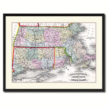 Load image into Gallery viewer, Massachusetts Connecticut Rhode Island Vintage Antique Map Wall Art Home Decor Gift Ideas Canvas Print Custom Picture Frame
