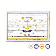 Load image into Gallery viewer, Rhode Island State Flag Shabby Chic Gifts Home Decor Wall Art Canvas Print, White Wash Wood Frame
