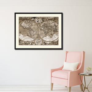 Macro Closeup Vintage Sepia Map Canvas Print, Picture Frame Gifts Home Decor Wall Art Decoration