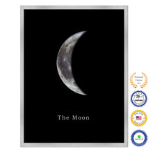 Load image into Gallery viewer, Crescent Moon Print on Canvas Planets of Solar System Silver Picture Framed Art Home Decor Wall Office Decoration
