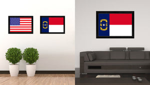 North Carolina State Flag Canvas Print with Custom Black Picture Frame Home Decor Wall Art Decoration Gifts