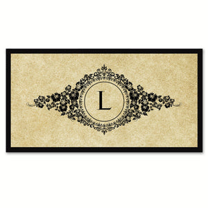 Alphabet Letter L Brown Canvas Print, Black Custom Frame