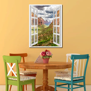 Landscape Zion National Park Picture French Window Canvas Print with Frame Gifts Home Decor Wall Art Collection