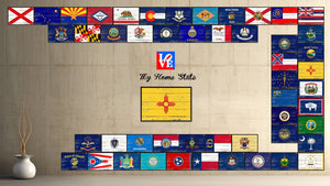 New Mexico State Flag Vintage Canvas Print with Black Picture Frame Home DecorWall Art Collectible Decoration Artwork Gifts