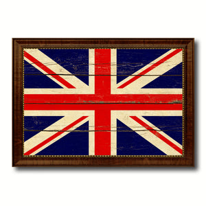United Kingdom Country Flag Vintage Canvas Print with Brown Picture Frame Home Decor Gifts Wall Art Decoration Artwork