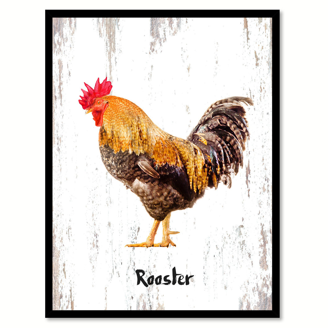 Rooster Bird Canvas Print, Black Picture Frame Gift Ideas Home Decor Wall Art Decoration