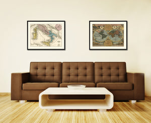 Italy Rome Vintage Antique Map Wall Art Home Decor Gift Ideas Canvas Print Custom Picture Frame