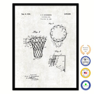 1936 Basketball Goal Old Patent Art Print on Canvas Custom Framed Vintage Home Decor Wall Decoration Great for Gifts