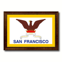 Load image into Gallery viewer, San Francisco City San Francisco State Flag Canvas Print Brown Picture Frame
