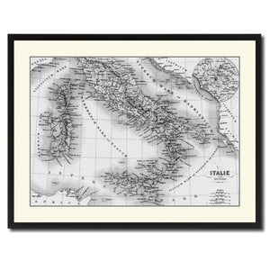 Italy Rome Vintage B&W Map Canvas Print, Picture Frame Home Decor Wall Art Gift Ideas