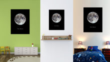Load image into Gallery viewer, Moon Print on Canvas Planets of Solar System Black Custom Framed Art Home Decor Wall Office Decoration
