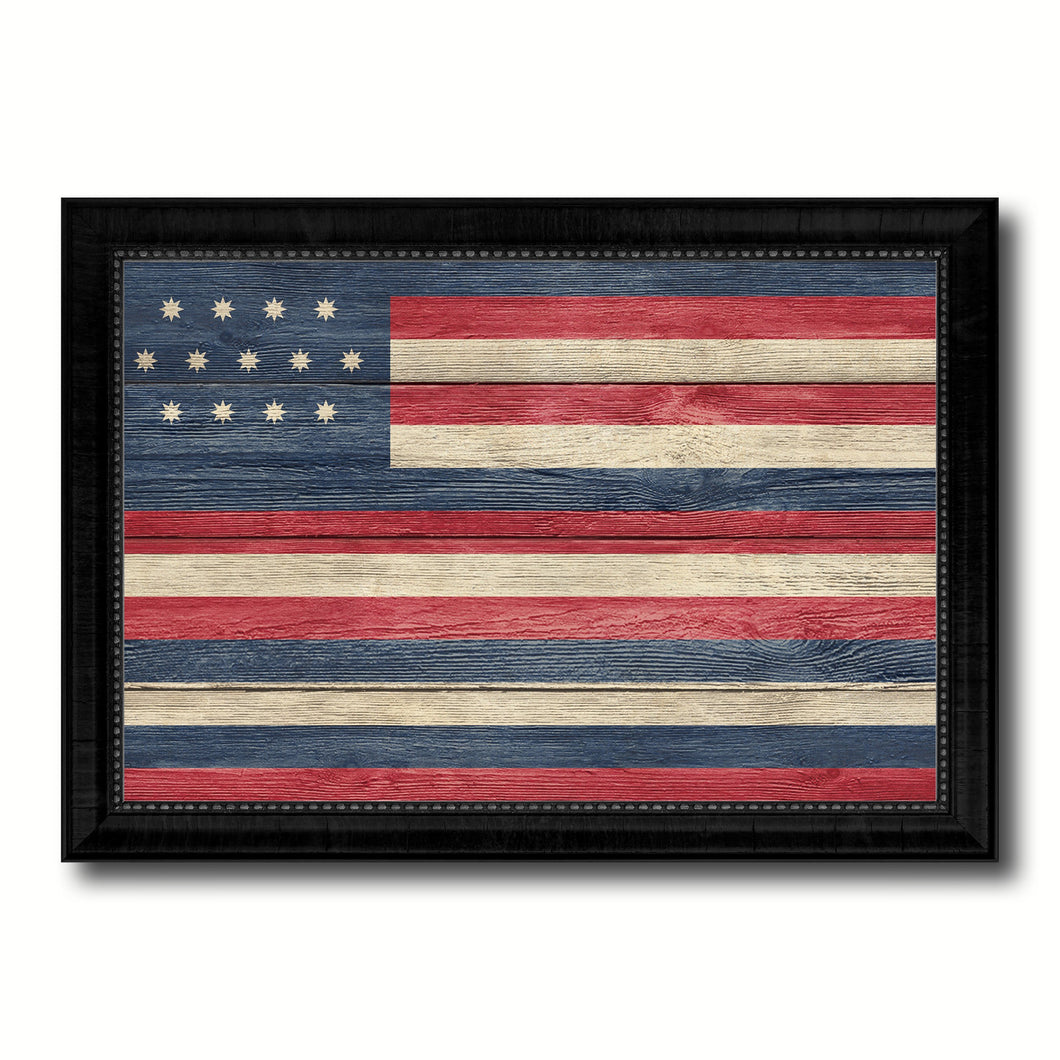 Serapis John Paul Joans Historical Revolutionary flag Texture Canvas Print with Black Picture Frame Gift Ideas Home Decor Wall Art