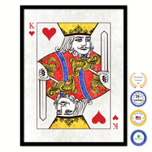 Load image into Gallery viewer, King Heart Poker Decks of Vintage Cards Print on Canvas Black Custom Framed
