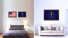 Load image into Gallery viewer, Indiana State Flag Canvas Print with Custom Brown Picture Frame Home Decor Wall Art Decoration Gifts
