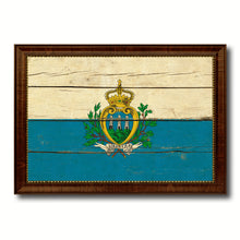 Load image into Gallery viewer, San Marino Country Flag Vintage Canvas Print with Brown Picture Frame Home Decor Gifts Wall Art Decoration Artwork
