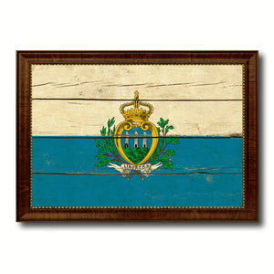 San Marino Country Flag Vintage Canvas Print with Brown Picture Frame Home Decor Gifts Wall Art Decoration Artwork