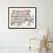 Load image into Gallery viewer, Massachusetts Connecticut Rhode Island Vintage Antique Map Wall Art Home Decor Gift Ideas Canvas Print Custom Picture Frame
