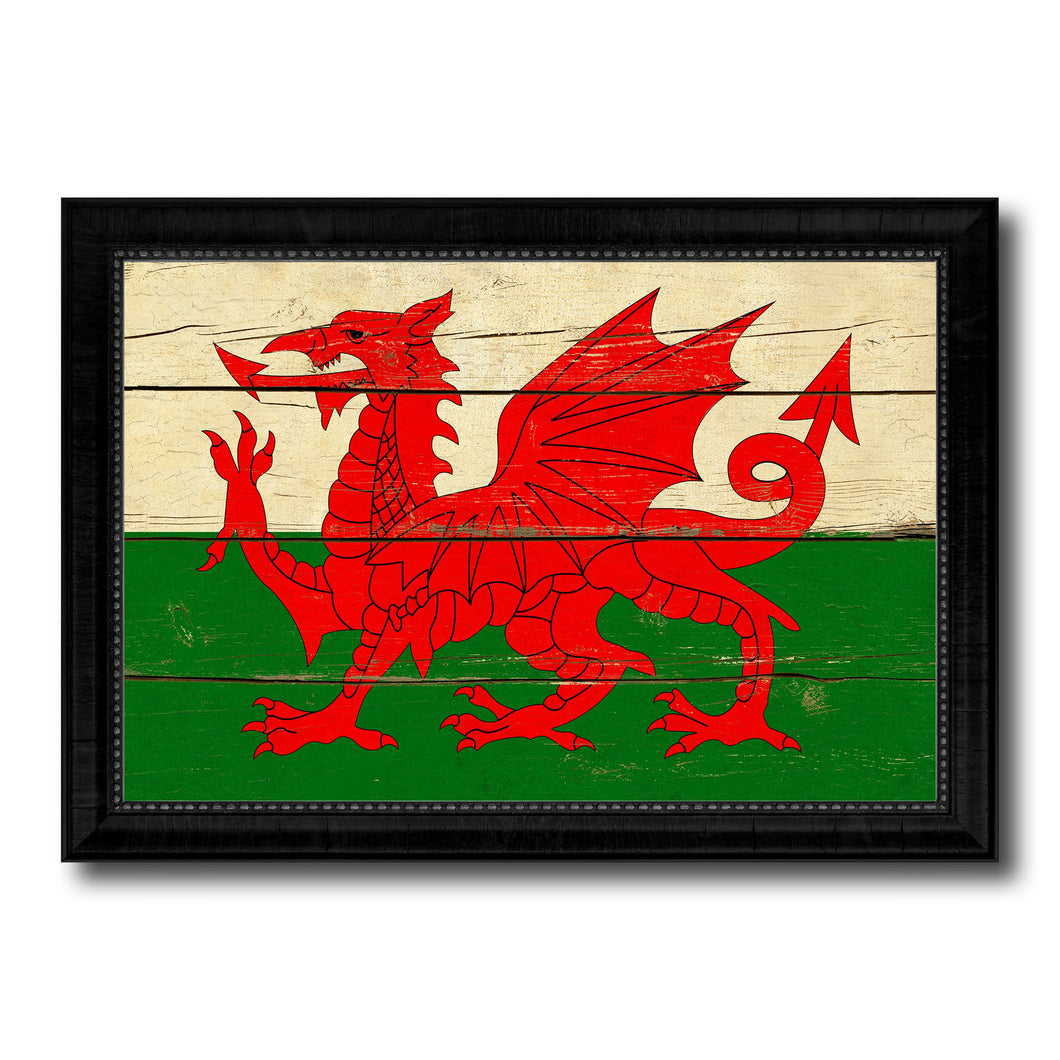 Wales Country Flag Vintage Canvas Print with Black Picture Frame Home Decor Gifts Wall Art Decoration Artwork