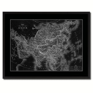 Asia Vintage Monochrome Map Canvas Print, Gifts Picture Frames Home Decor Wall Art