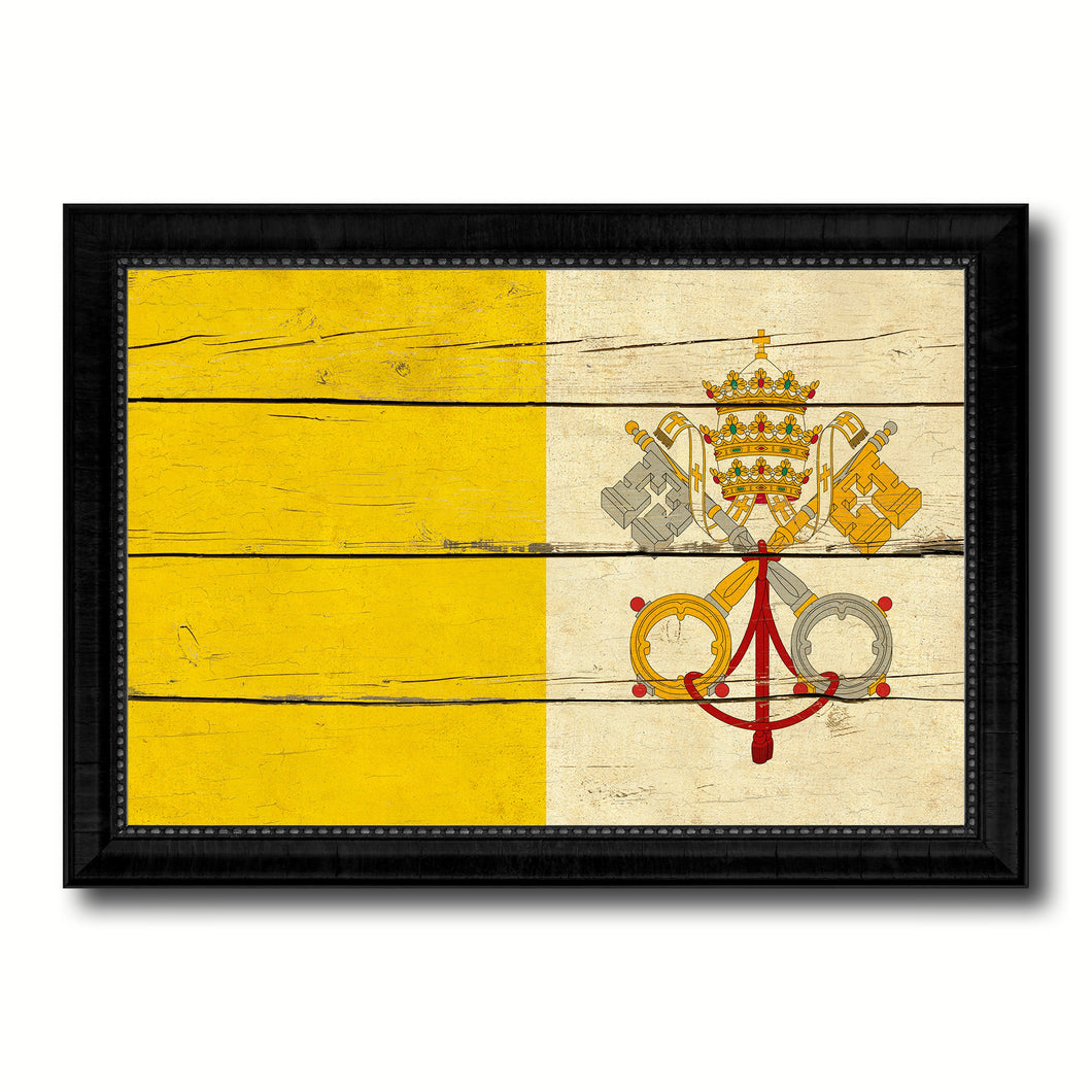 Vatican City Country Flag Vintage Canvas Print with Black Picture Frame Home Decor Gifts Wall Art Decoration Artwork