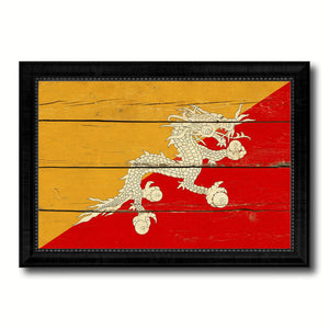 Bhutan Country Flag Vintage Canvas Print with Black Picture Frame Home Decor Gifts Wall Art Decoration Artwork