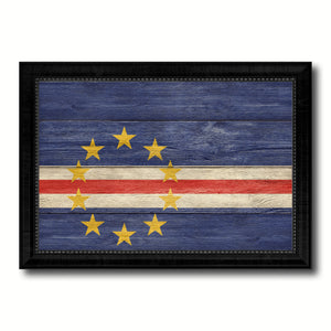 Cape Verde Country Flag Texture Canvas Print with Black Picture Frame Home Decor Wall Art Decoration Collection Gift Ideas