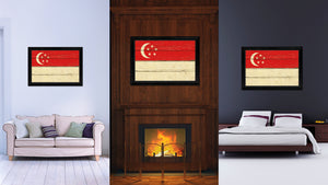 Singapore Country Flag Vintage Canvas Print with Black Picture Frame Home Decor Gifts Wall Art Decoration Artwork