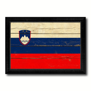 Slovenia Country Flag Vintage Canvas Print with Black Picture Frame Home Decor Gifts Wall Art Decoration Artwork