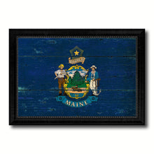 Load image into Gallery viewer, Maine State Vintage Flag Canvas Print with Black Picture Frame Home Decor Man Cave Wall Art Collectible Decoration Artwork Gifts
