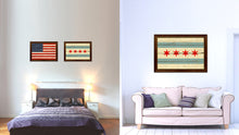 Load image into Gallery viewer, Chicago City Illinois State Vintage Flag Canvas Print Brown Picture Frame
