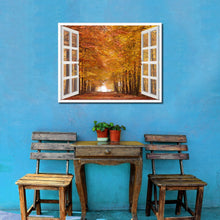 Load image into Gallery viewer, Autumn Trees Red Leaves Picture French Window Framed Canvas Print Home Decor Wall Art Collection
