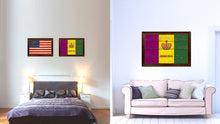 Load image into Gallery viewer, New Orleans Mardi Gras Vintage Flag Canvas Print Brown Picture Frame
