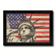 Load image into Gallery viewer, Statue of Liberty Flag Texture Canvas Print with Black Picture Frame Home Decor Man Cave Wall Art Collectible Decoration Artwork Gifts
