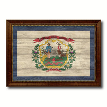 Load image into Gallery viewer, West Virginia State Flag Texture Canvas Print with Brown Picture Frame Gifts Home Decor Wall Art Collectible Decoration
