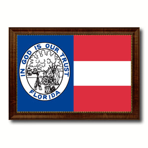 Civil War Florida Military Flag Canvas Print with Brown Picture Frame Home Decor Wall Art Gift Ideas