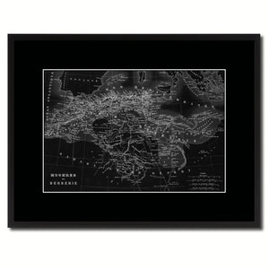 North Africa Barbary Coast Vintage Monochrome Map Canvas Print, Gifts Picture Frames Home Decor Wall Art