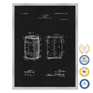 1906 Parker Wine Barrel Old Patent Art Print on Canvas Custom Framed Vintage Home Decor Wall Decoration Great for Gifts
