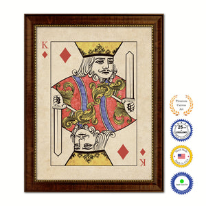 King Diamond Poker Decks of Vintage Cards Print on Canvas Brown Custom Framed