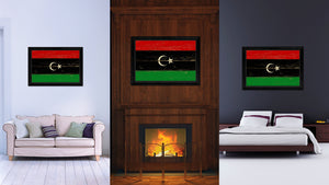 Libya Country Flag Vintage Canvas Print with Black Picture Frame Home Decor Gifts Wall Art Decoration Artwork