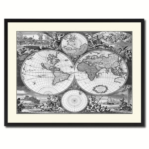 Frederick Ee Wit   Vintage B&W Map Canvas Print, Picture Frame Home Decor Wall Art Gift Ideas