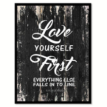Load image into Gallery viewer, Love yourself first everything else falls in to line Romantic Quote Saying Canvas Print with Picture Frame Home Decor Wall Art
