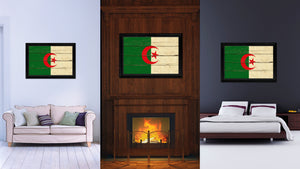 Algeria Country Flag Vintage Canvas Print with Black Picture Frame Home Decor Gifts Wall Art Decoration Artwork