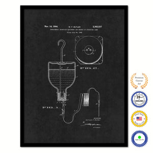 1944 Doctor Intravenous Injection Equipment Vintage Patent Artwork Black Framed Canvas Home Office Decor Great for Doctor Paramedic Surgeon Hospital Medical Student