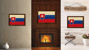 Slovakia Country Flag Vintage Canvas Print with Brown Picture Frame Home Decor Gifts Wall Art Decoration Artwork