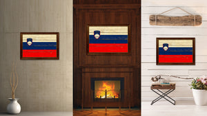 Slovenia Country Flag Vintage Canvas Print with Brown Picture Frame Home Decor Gifts Wall Art Decoration Artwork