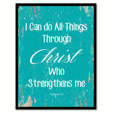Load image into Gallery viewer, I can do all things through Christ - Philippians 4:14 Bible Verse Gift Ideas Home Decor Wall Art Framed Canvas Print, Aqua
