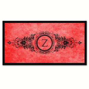Alphabet Letter Z Red Canvas Print, Black Custom Frame