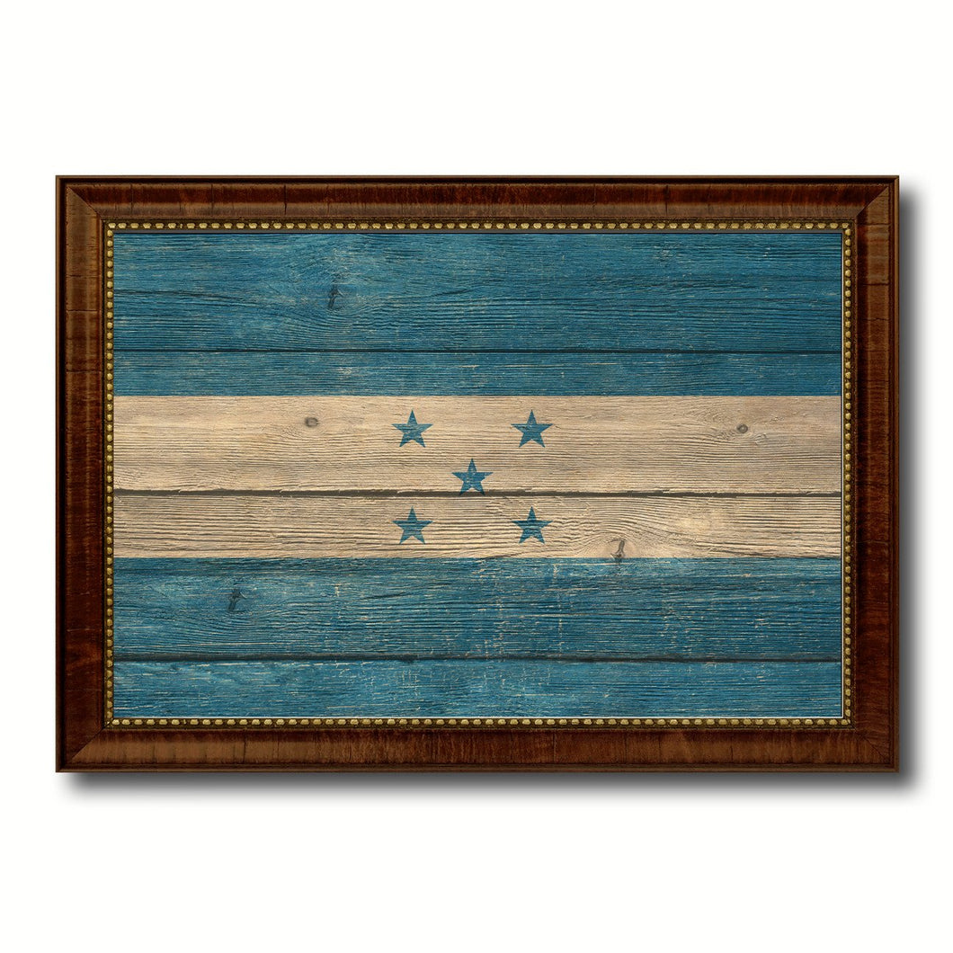 Honduras Country Flag Texture Canvas Print with Brown Custom Picture Frame Home Decor Gift Ideas Wall Art Decoration