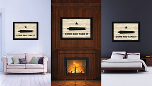 Revolution Come and Take It Military Flag Texture Canvas Print with Black Picture Frame Gift Ideas Home Decor Wall Art